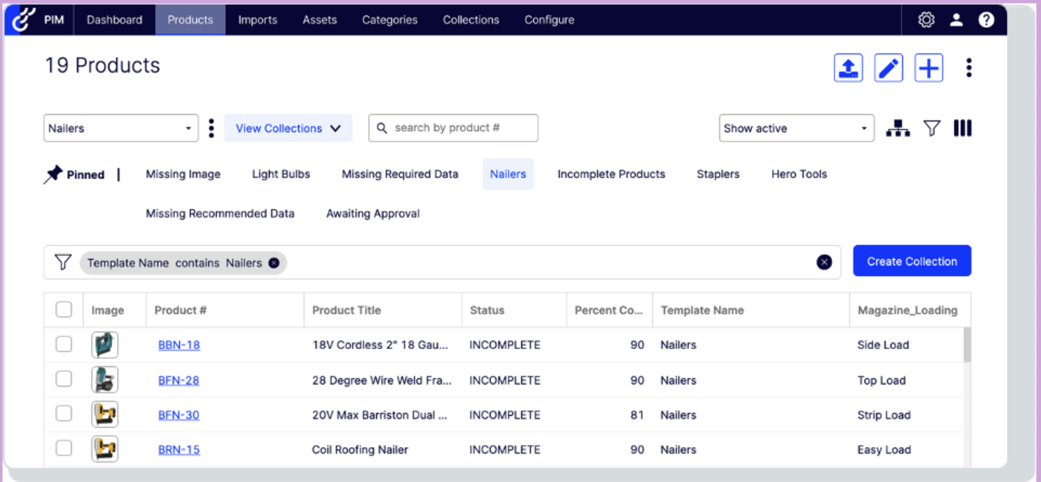 Screenshot from Optimizely Product Information Management